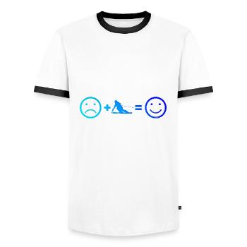 Skiing Skiers Women Skiing Ski Stunt Ski - Men's Ringer Shirt - white/black - Front - AI Model Female 172 light (172cm) & AI Model Male 178 dark (178cm)