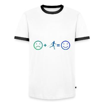 Marcheur nordique féminin Marche nordique hommes Marche nordique masculine - T-shirt contrasté Homme - blanc/noir - Devant - AI Model Female 172 light (172cm) & AI Model Male 178 dark (178cm)
