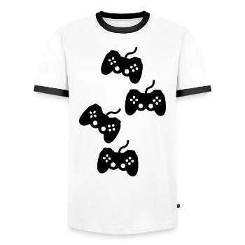 spiele - Männer Kontrast-T-Shirt - Weiß/Schwarz - Vorne - AI Model Female 172 light (172cm) & AI Model Male 178 dark (178cm)