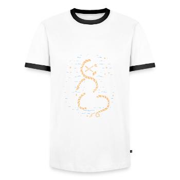 Kapitän - Der Chef auf der Couch - Männer Kontrast-T-Shirt - Weiß/Schwarz - Vorne - AI Model Female 172 light (172cm) & AI Model Male 178 dark (178cm)