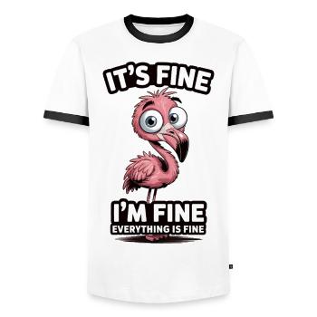 Flamingo: I'm completely okay - Men's Ringer Shirt - white/black - Front - AI Model Female 172 light (172cm) & AI Model Male 178 dark (178cm)