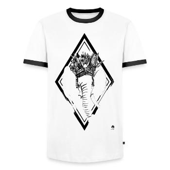Elephant - Men's Ringer Shirt - white/black - Front - AI Model Female 172 light (172cm) & AI Model Male 178 dark (178cm)