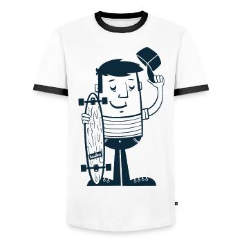 Ne l'appelez pas de planche à roulettes - T-shirt contrasté Homme - blanc/noir - Devant - AI Model Female 172 light (172cm) & AI Model Male 178 dark (178cm)