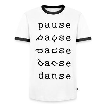 Danse - T-shirt contrasté Homme - blanc/noir - Devant - AI Model Female 172 light (172cm) & AI Model Male 178 dark (178cm)