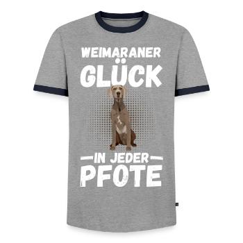Braque de Weimar chien - T-shirt contrasté Homme - gris/marine  - Devant - AI Model Female 172 light (172cm) & AI Model Male 178 light (178cm)