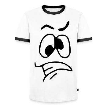 Emoji angespannt Skizze schwarz - Männer Kontrast-T-Shirt - Weiß/Schwarz - Vorne - AI Model Female 172 light (172cm) & AI Model Male 178 dark (178cm)