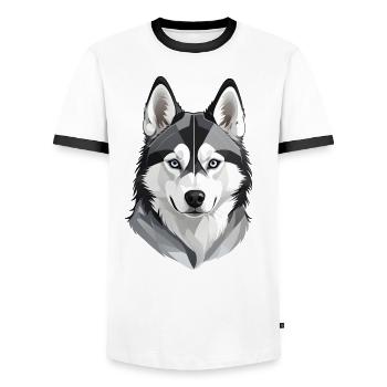 Cute Husky Head - Men's Ringer Shirt - white/black - Front - AI Model Female 172 light (172cm) & AI Model Male 178 dark (178cm)
