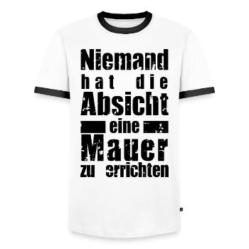 Niemand hat die Absicht eine Mauer zu errichten - Männer Kontrast-T-Shirt - Weiß/Schwarz - Vorne - AI Model Female 172 light (172cm) & AI Model Male 178 dark (178cm)