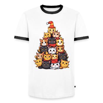 Chats dans la magie de Noël - Parfait pour - T-shirt contrasté Homme - blanc/noir - Devant - AI Model Female 172 light (172cm) & AI Model Male 178 dark (178cm)