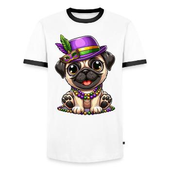 Carlin comique de Mardi Gras - T-shirt contrasté Homme - blanc/noir - Devant - AI Model Female 172 light (172cm) & AI Model Male 178 dark (178cm)