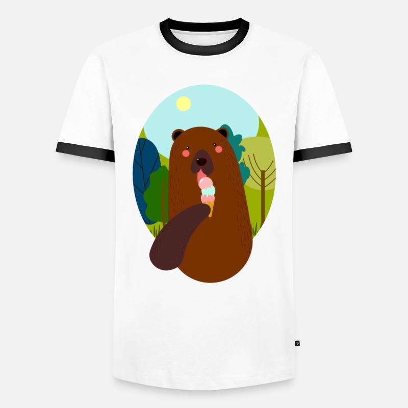 Bear with ice - Men's Ringer Shirt - white/black