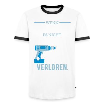 Wenn .. es nicht reparieren kann sind wir verloren - Männer Kontrast-T-Shirt - Weiß/Schwarz - Vorne - AI Model Female 172 light (172cm) & AI Model Male 178 dark (178cm)
