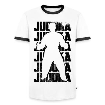 Judoka - Männer Kontrast-T-Shirt - Weiß/Schwarz - Vorne - AI Model Female 172 light (172cm) & AI Model Male 178 dark (178cm)
