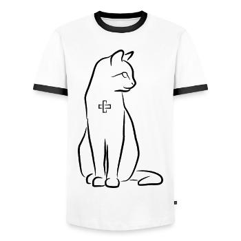 Katzen Erste Hilfe - Männer Kontrast-T-Shirt - Weiß/Schwarz - Vorne - AI Model Female 172 light (172cm) & AI Model Male 178 dark (178cm)