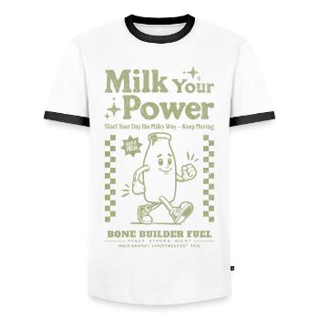 Milk Power Power for breakfast - Men's Ringer Shirt - white/black - Front - AI Model Female 172 light (172cm) & AI Model Male 178 dark (178cm)