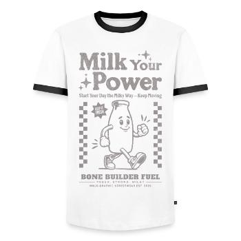 Milch deine Power - Männer Kontrast-T-Shirt - Weiß/Schwarz - Vorne - AI Model Female 172 light (172cm) & AI Model Male 178 dark (178cm)