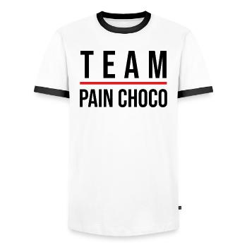 Team pain choco - T-shirt contrasté Homme - blanc/noir - Devant - AI Model Female 172 light (172cm) & AI Model Male 178 dark (178cm)
