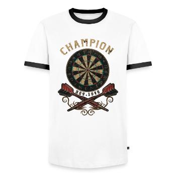 Dart Champion flat - Dart T-Shirts RAHMENLOS - - Männer Kontrast-T-Shirt - Weiß/Schwarz - Vorne - AI Model Female 172 light (172cm) & AI Model Male 178 dark (178cm)