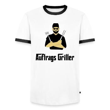 BBQ Grillen - Männer Kontrast-T-Shirt - Weiß/Schwarz - Vorne - AI Model Female 172 light (172cm) & AI Model Male 178 dark (178cm)