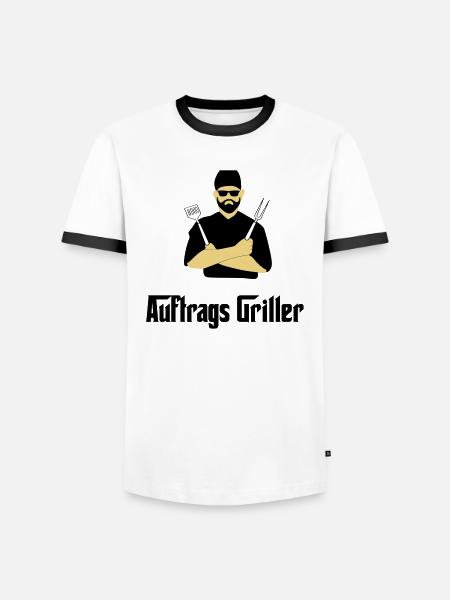 BBQ Grillen - Männer Kontrast-T-Shirt - Weiß/Schwarz