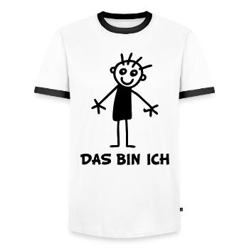 Strichmännchen Ich - Männer Kontrast-T-Shirt - Weiß/Schwarz - Vorne - AI Model Female 172 light (172cm) & AI Model Male 178 dark (178cm)