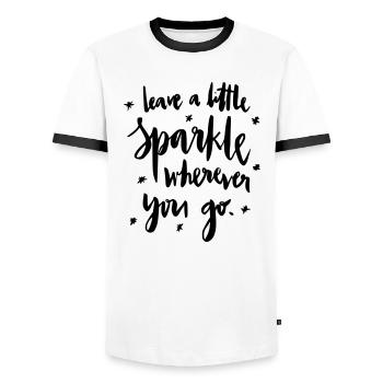 Laisse un petit éclat: D - T-shirt contrasté Homme - blanc/noir - Devant - AI Model Female 172 light (172cm) & AI Model Male 178 dark (178cm)