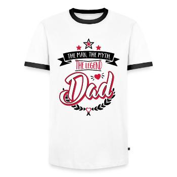 The Man, The Myth, The Legend - Dad - Father-Baby - T-shirt contrasté Homme - blanc/noir - Devant - AI Model Female 172 light (172cm) & AI Model Male 178 dark (178cm)