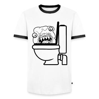 toilet toilet shit shit wc dangerous baz - Men's Ringer Shirt - white/black - Front - AI Model Female 172 light (172cm) & AI Model Male 178 dark (178cm)