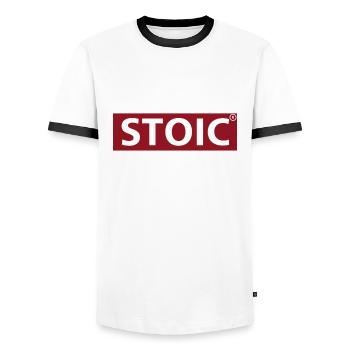 Stoïc - T-shirt contrasté Homme - blanc/noir - Devant - AI Model Female 172 light (172cm) & AI Model Male 178 dark (178cm)