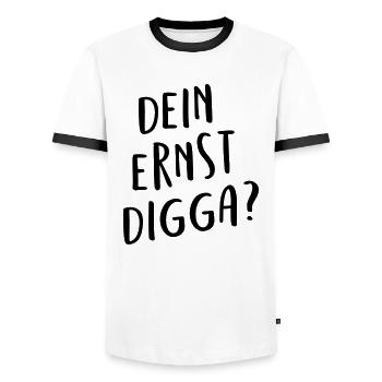 Dein ernst Digga? - Männer Kontrast-T-Shirt - Weiß/Schwarz - Vorne - AI Model Female 172 light (172cm) & AI Model Male 178 dark (178cm)
