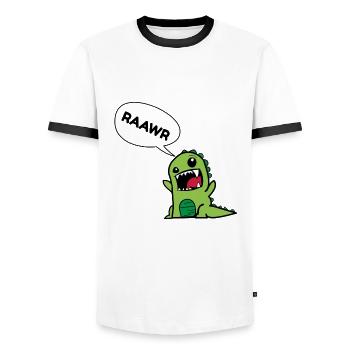 Raawr... Süßer Dino - Männer Kontrast-T-Shirt - Weiß/Schwarz - Vorne - AI Model Female 172 light (172cm) & AI Model Male 178 dark (178cm)