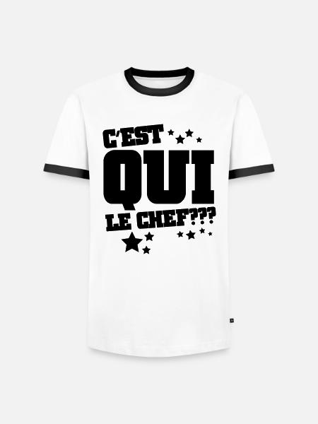 C'est qui le chef? - T-shirt contrasté Homme - blanc/noir