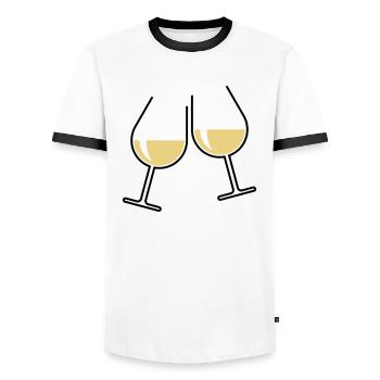 XZtwo Popular Gifts (Twocoloured) - Men's Ringer Shirt - white/black - Front - AI Model Female 172 light (172cm) & AI Model Male 178 dark (178cm)