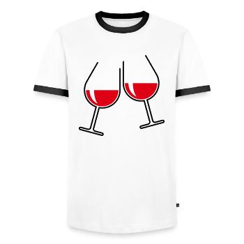 X2x Red (Two-Tone) - Men's Ringer Shirt - white/black - Front - AI Model Female 172 light (172cm) & AI Model Male 178 dark (178cm)