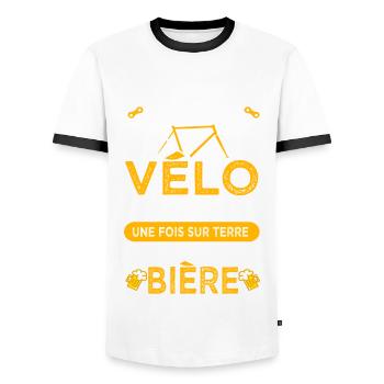 Cycliste vélo Humour passion velo - T-shirt contrasté Homme - blanc/noir - Devant - AI Model Female 172 light (172cm) & AI Model Male 178 dark (178cm)