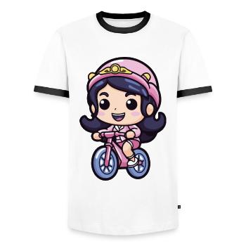 Fille De Bicyclette Mignonne - T-shirt contrasté Homme - blanc/noir - Devant - AI Model Female 172 light (172cm) & AI Model Male 178 dark (178cm)