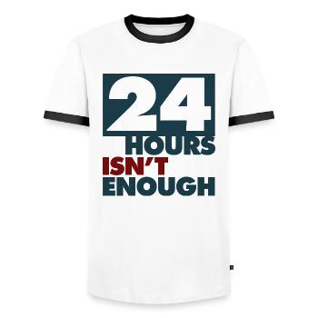 24hours isn´t enough - Männer Kontrast-T-Shirt - Weiß/Schwarz - Vorne - AI Model Female 172 light (172cm) & AI Model Male 178 dark (178cm)