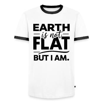 Satire Terre plate Blagues ironiques - T-shirt contrasté Homme - blanc/noir - Devant - AI Model Female 172 light (172cm) & AI Model Male 178 dark (178cm)