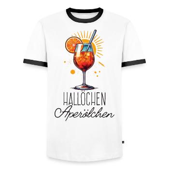Hello Aperölchen Cocktail Summer Party Chemise - T-shirt contrasté Homme - blanc/noir - Devant - AI Model Female 172 light (172cm) & AI Model Male 178 dark (178cm)