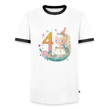Princesse 4 Anniversaire - T-shirt contrasté Homme - blanc/noir - Devant - AI Model Female 172 light (172cm) & AI Model Male 178 dark (178cm)