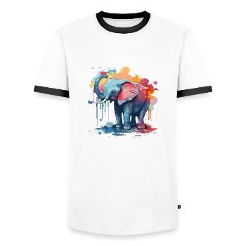 Aquarell Elefanten Baby - Männer Kontrast-T-Shirt - Weiß/Schwarz - Vorne - AI Model Female 172 light (172cm) & AI Model Male 178 dark (178cm)