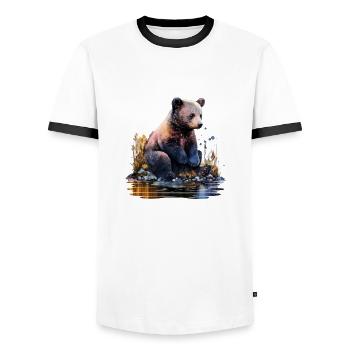 Bear Baby - Men's Ringer Shirt - white/black - Front - AI Model Female 172 light (172cm) & AI Model Male 178 dark (178cm)