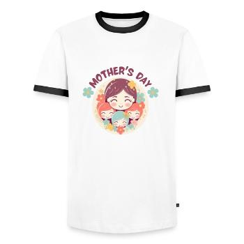 Mother's day - Men's Ringer Shirt - white/black - Front - AI Model Female 172 light (172cm) & AI Model Male 178 dark (178cm)