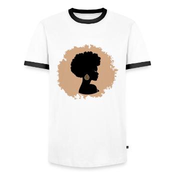 Femme africaine - T-shirt contrasté Homme - blanc/noir - Devant - AI Model Female 172 light (172cm) & AI Model Male 178 dark (178cm)