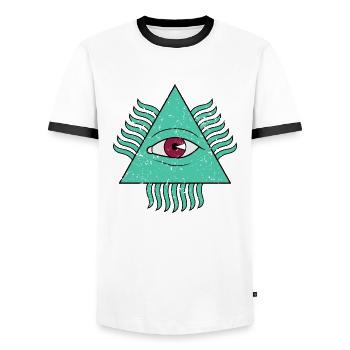 Pyramide Auge - Männer Kontrast-T-Shirt - Weiß/Schwarz - Vorne - AI Model Female 172 light (172cm) & AI Model Male 178 dark (178cm)