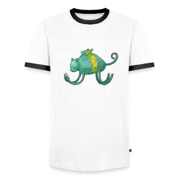 iCat - Men's Ringer Shirt - white/black - Front - AI Model Female 172 light (172cm) & AI Model Male 178 dark (178cm)