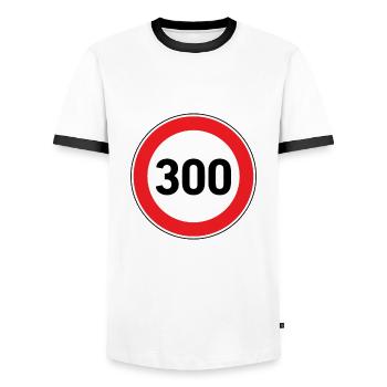 Tempolimit 300 deutsche Autobahn Porschefahrer - Männer Kontrast-T-Shirt - Weiß/Schwarz - Vorne - AI Model Female 172 light (172cm) & AI Model Male 178 dark (178cm)