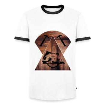 Charpentier, charpentier, charpentier, charpentier, artisan, bois - T-shirt contrasté Homme - blanc/noir - Devant - AI Model Female 172 light (172cm) & AI Model Male 178 dark (178cm)