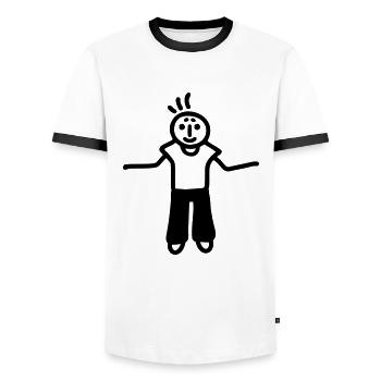Strichmännchen egal - Männer Kontrast-T-Shirt - Weiß/Schwarz - Vorne - AI Model Female 172 light (172cm) & AI Model Male 178 dark (178cm)