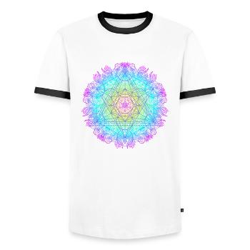 Metatron cube, sacred geometry of the archangel - Men's Ringer Shirt - white/black - Front - AI Model Female 172 light (172cm) & AI Model Male 178 dark (178cm)
